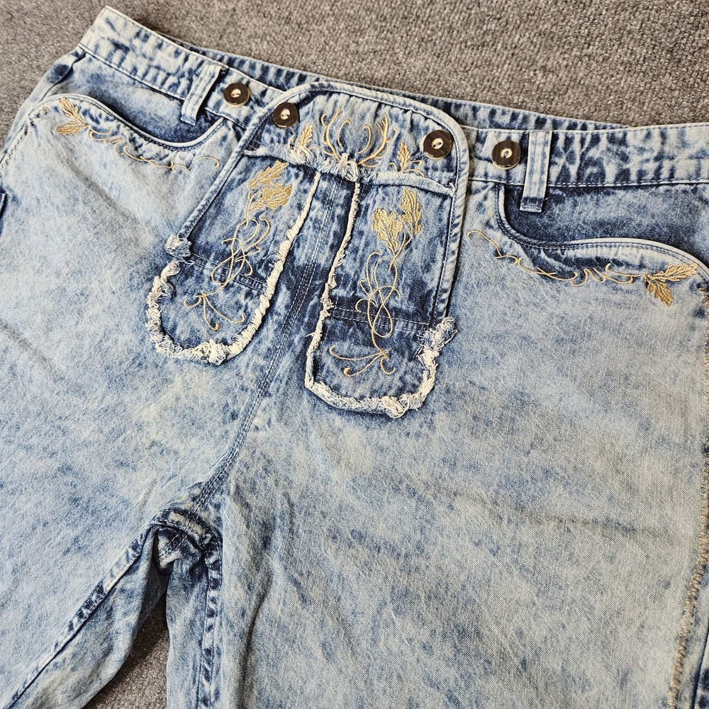 NWOT Rainbow Brand Lederhosen Shorts Mens Size 42 Denim Embroidered Octoberfest‎